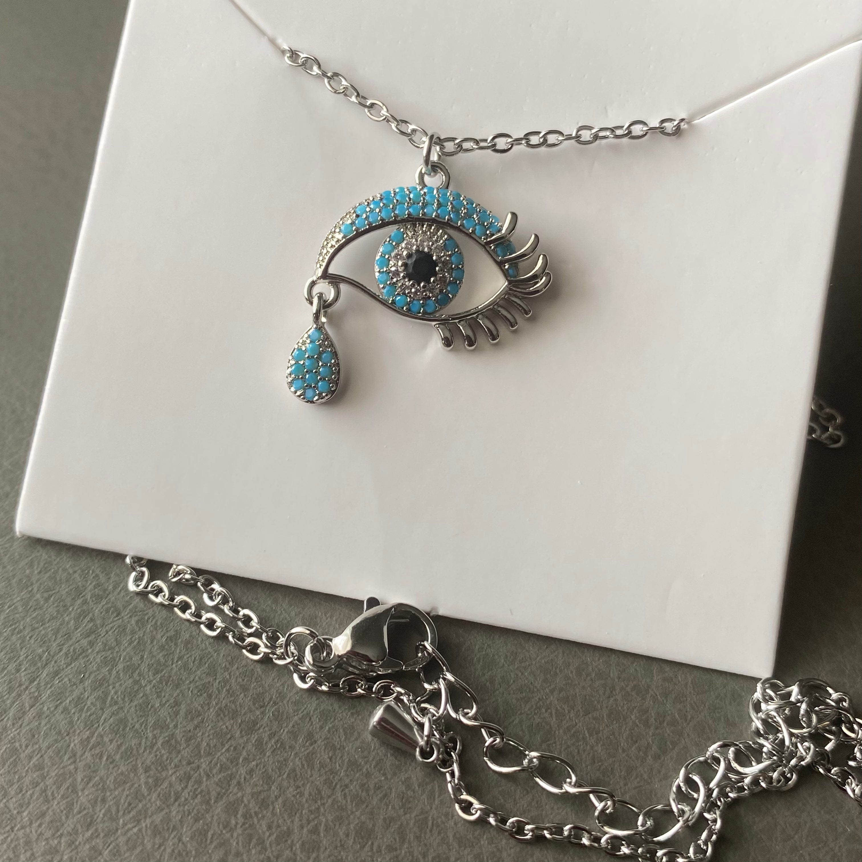 Teardrop Evil Eye Necklace